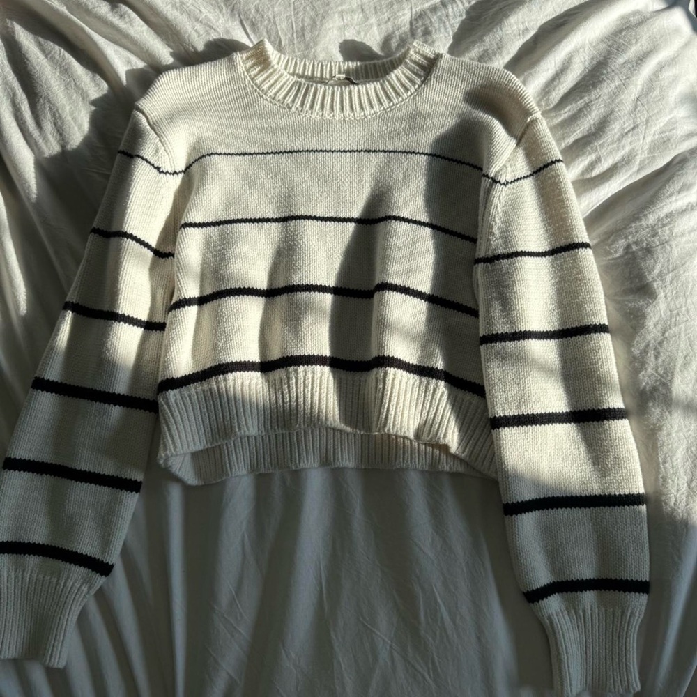 Z Supply Black and White Crew Neck Sweater